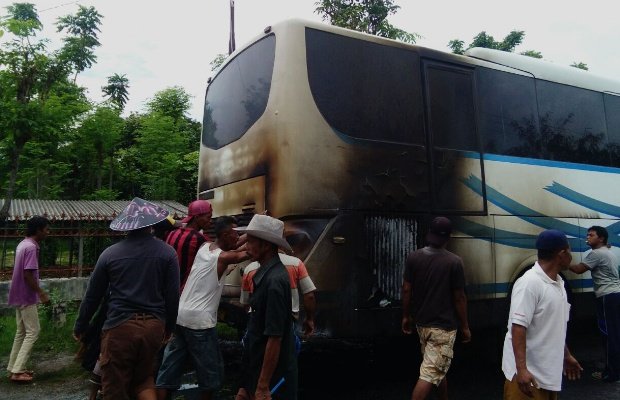 Foto: Suasana penumpang Bus Damri Jurusan Sumenep - Malang Pasca kebakaran di Bluto