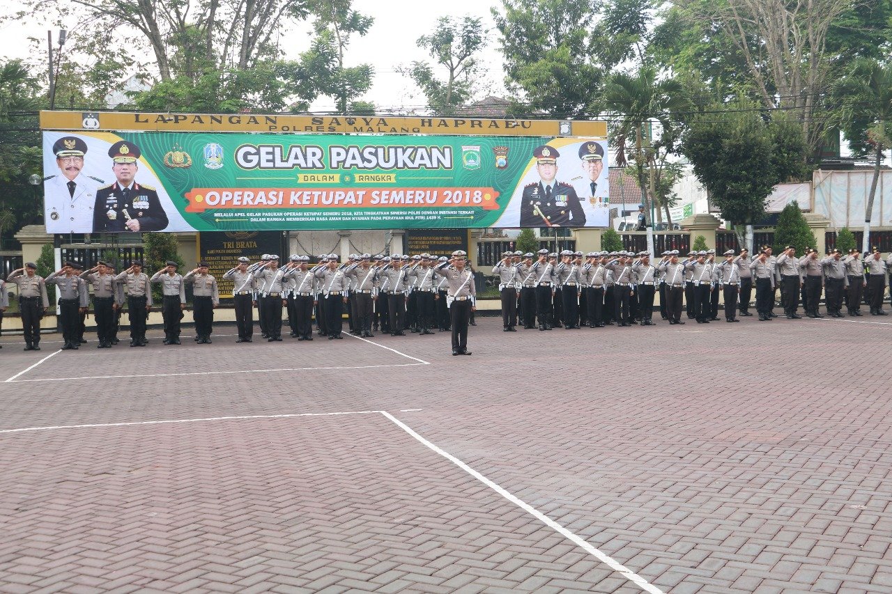 Foto:  Apel Pasukan Ops Ketupat Semeru 2018 Polres Malang