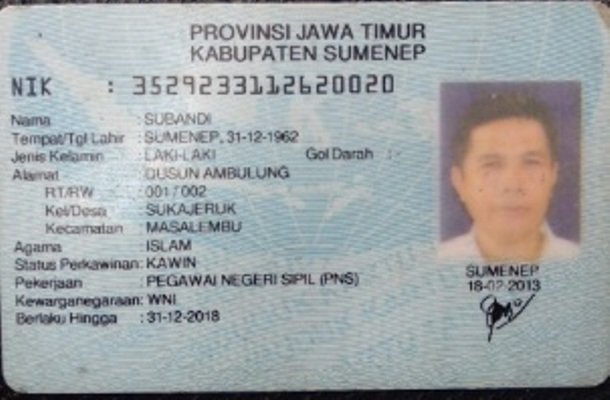 Foto: Kartu Identitas ASN UPT pendidikan Pasongsongan yang meninggal saat akan bertugas