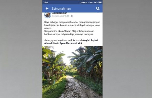 Foto: salah satu contoh unggahan warga melalui akun fb,