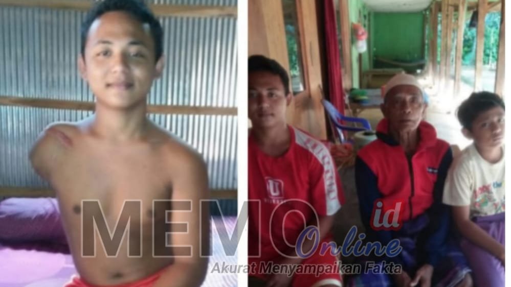 Foto : Rizal (kanan)  bersama kakek dan kakaknya