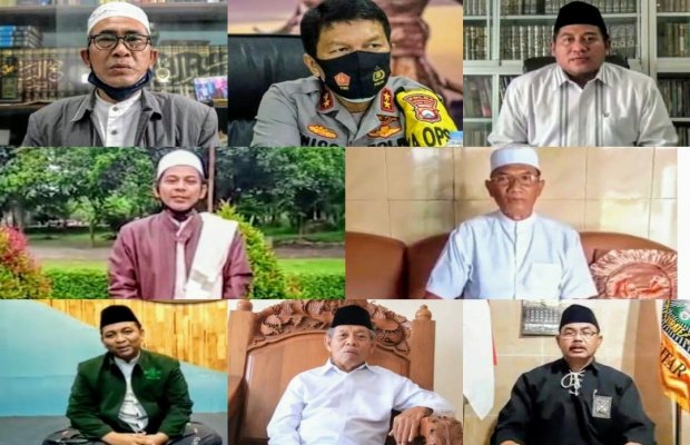 Foto: Para ulama dan tokoh agama di Jawa Timu saat daring dengan Kapolda