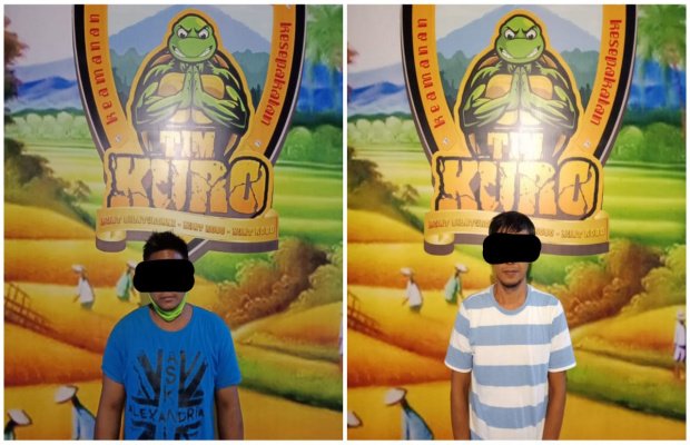 Foto:Kedua tersangka diamankan Satresnakoba Polres Lumajang