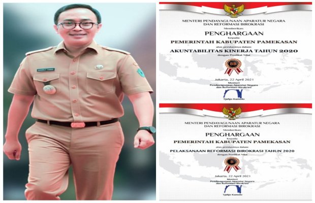 Foto : Bupati Pamekasan, Baddrut Tamam dan Dua Penghargaannya