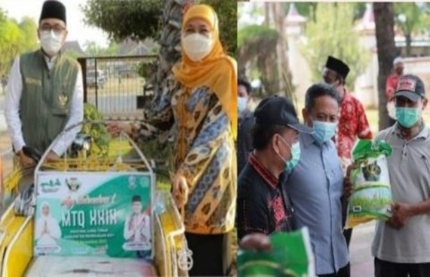   Foto : Gubernur Jawa Timur dan Bupati Pamekasan Cek Langsung Branding Becak dan Pembagian Beras
