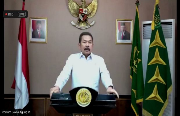 Foto: Jaksa Agung Prof. Dr. H. Sanitiar Burhanuddin, S.H., M.M., M.H., dalam Webinar Nasional.