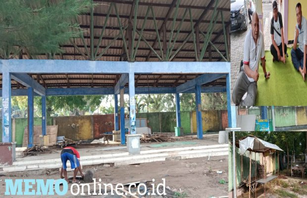 Foto: Lokasi Kios di Dalam Area Wisata Pantai Talang Seiring Tampak Mulai Dikosongkan