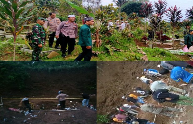 Foto: Petugas dan masyarakat saat melakukan pencarian wanita penambang pasir yang tertimbun longsor