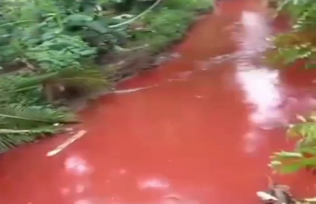 Foto: Sungai yang airnya berubah merah