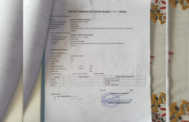 Foto: Akta Tanah milik warga setempat