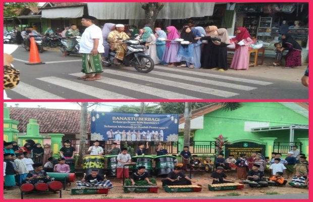 Foto: Kegiatan bagi - bagi takjil di SDN Banasare 1  Rubaru