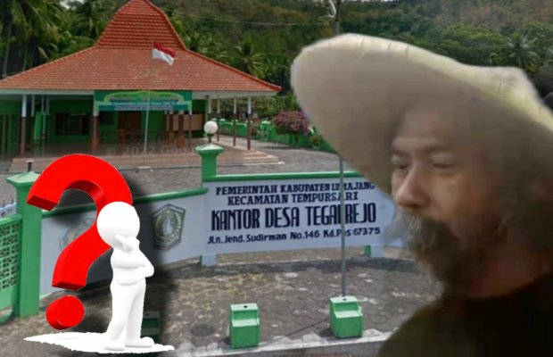 Foto : Kantor Desa Tegalrejo Tempursari dengan Sudibyo warga setempat (relawan kebencanaan)