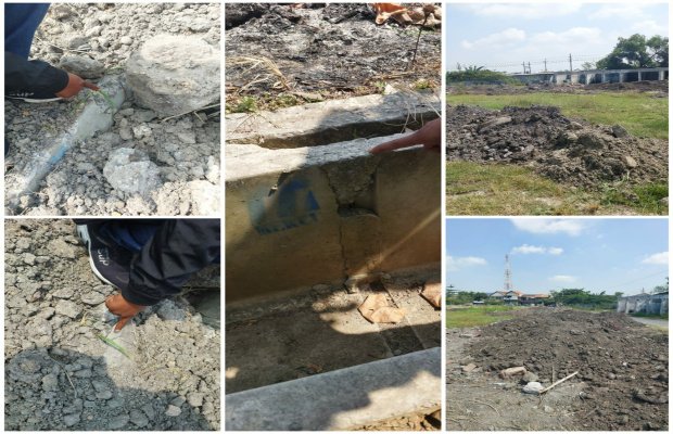 Foto: Sejumlah foto kondisi proyek peninggian lapangan bola di Kelurahan Wonocolo