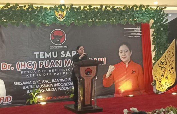 Foto: Puan Maharani saat menyapa seluruh kader PDIP Kabupaten Sumenep