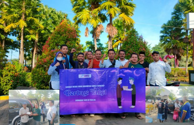 Foto: SMSI Sumenep saat Bagi - bagi Takjil Pada Abang Becak dan Pengendara