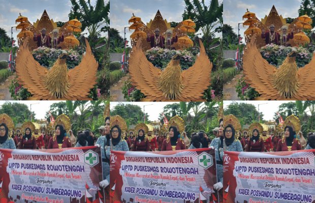 Foto: Tugiran dan istri serta rombongan puskesmas