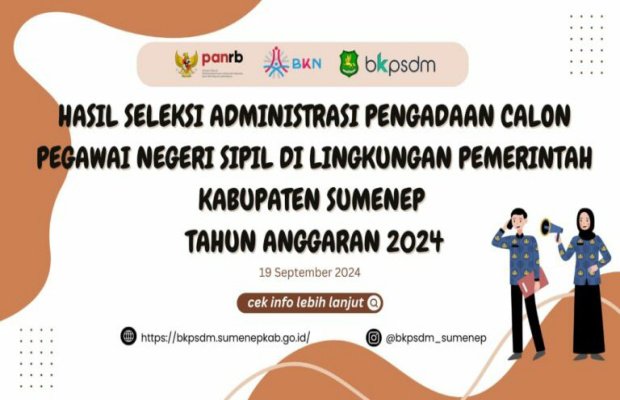 Foto: Flayer Pengumuman Seleksi Administrasi CPNS di Kabupaten Sumenep 2024.