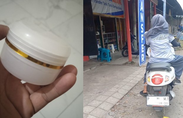Foto: Salah satu karyawan toko AYN saat antarkan barang ke JNT di wilayah Rambipuji.