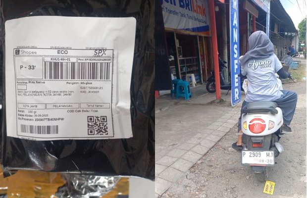 Foto: Paket BB scincer ilegal dan oknum pengantar paket ke jasa pengiriman 