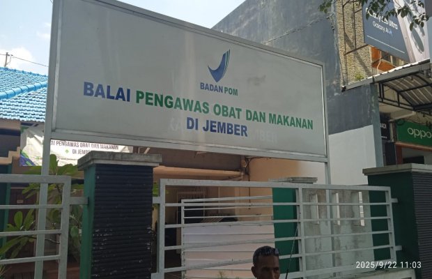 Foto: Kantor Balai POM Jember, Jalan Panjaitan No. 40, Kebonsari, Kec. Sumbersari, Jember.