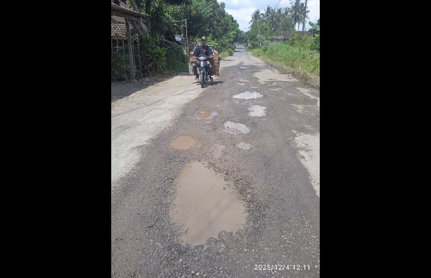 Foto: Kondisi jalan rusak dan berlubang di Desa Subo.