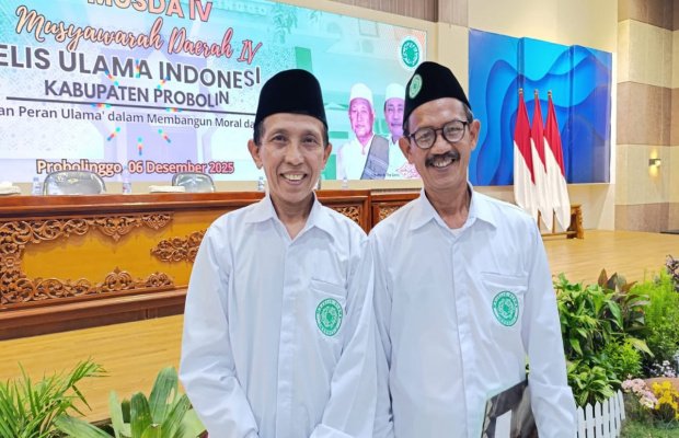 Foto: KH Abdul Wasik Hannan Ketua MUI dan Taufik Sekretaris MUI  Periode 2025-2030