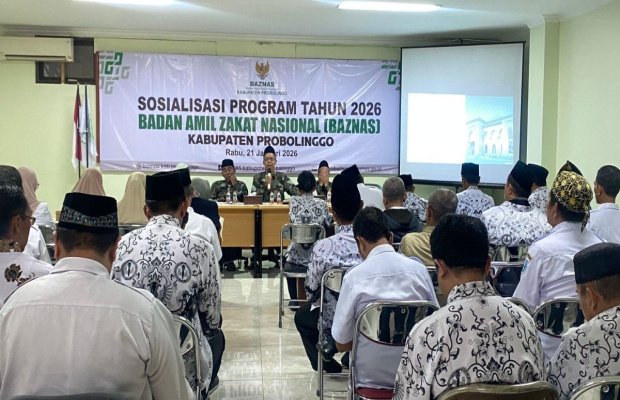 Foto: H. Ahmad Muzammil Ketua BAZ Kabupaten Probolinggo Saat Sosialisasi Program 2026 di Gedung Islamic Center Kota Kraksaan
