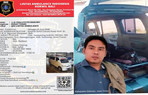 Foto: Kades Pelayan Syamsul Tictoker saat antar Jenazah Baidawi dari Denpasar Bali  ke kampung halamannya di Desa Campaka 