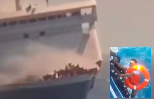 Foto: Proses evakuasi penumpang KMP Mutiara Santosa 2 yg Terbakar
