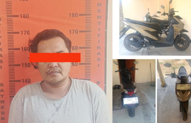 Foto: Pelaku saat diamankan Polsek Pakusari 
