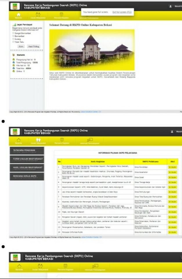 Gambar Laman Muka RKPD Online Kabupaten Bekasi