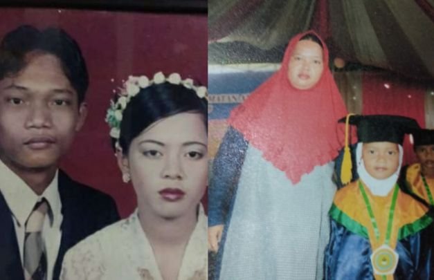 Foto: (kiri) Ibu Penti bersama suaminya (kanan) Ibu Penti bersama putrinya Jessika