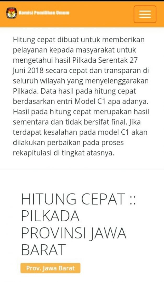 Screenshot laman KPU Jabar https://infopemilu.kpu.go.id/pilkada2018/hasil/cepat/t1/jawa_barat