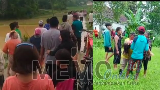 Warga saat menolong korban yang tewas terbawa arus anak sungai (tangkapan layar)
