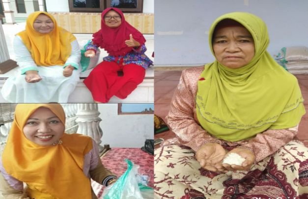 Foto: para penerima beras BPNT Desa Lebeng Timur Kecamatan Pasongsongan Sumenep