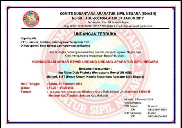 Pamflet Undangan Dari Panitia Acara yang tersebar di Chat WA Group Wartawan Di Bekasi