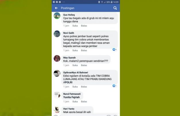 Foto: Komentar warganet di akun facebook