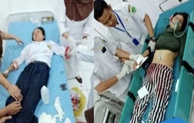 Foto: Dua korban kebengisan seorang suami di pali saat menjalani perawatan medis