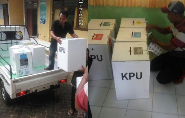 Foto: Sejumlah surat suara pemilu 2019 yang diamankan petugas