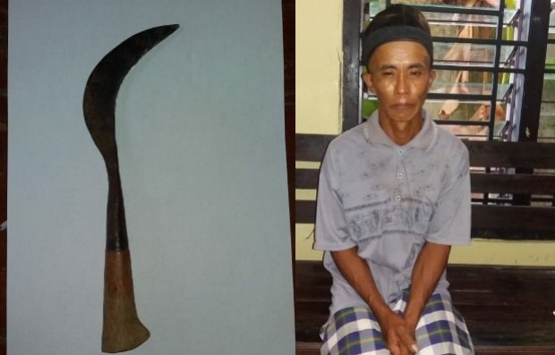 Foto: pelaku penganiayaan dengan clurit yang digunakan