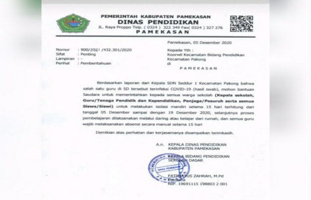 Foto: surat penutupan sementara
