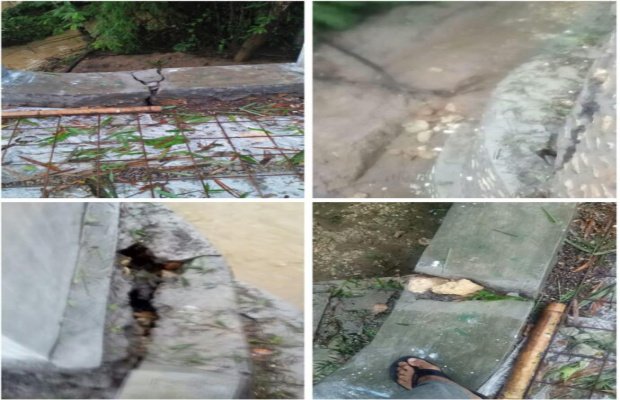 Foto : Jembatan Dejeen di Desa Tambelangan retak