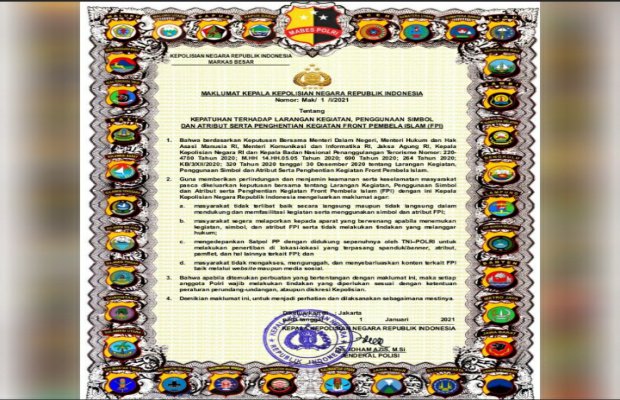 Foto: Maklumat Kapolri nomer : Mak/1/I/2021