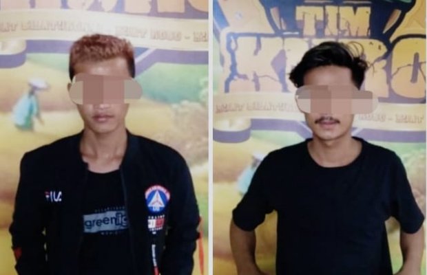 Foto : Dua tersangka pengedar pil koplo yang diamankan