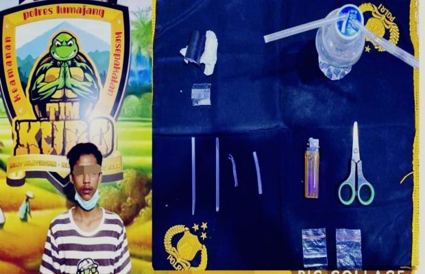Foto : Tersangka 'R' dan barang bukti yang berhasil disita