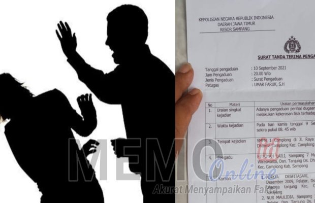 Foto : Bukti laporan wali siswa terhadap AW okum guru SMPN 1 Camplong ke polisi