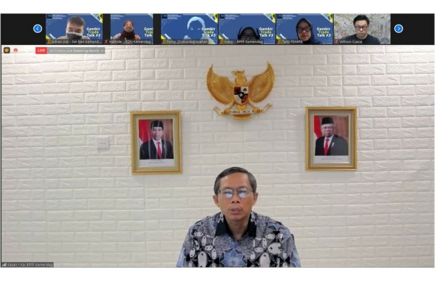 Foto:Mendag Lutfi saat diskusi ekonomi virtual Gambir Trade Talk ke-3.