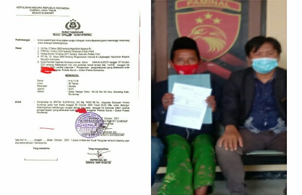 Foto: Bukti surat pemanggilan serta korban didampingi pengacaranya 