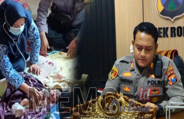 Foto : Kapolsek Robatal AKP Fatah Meilana, dan bayi yang ditemukan saat berada di rumah Subairi