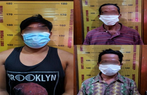 Foto: Tiga pelaku pembunuhan sadis usai diamankan petugas